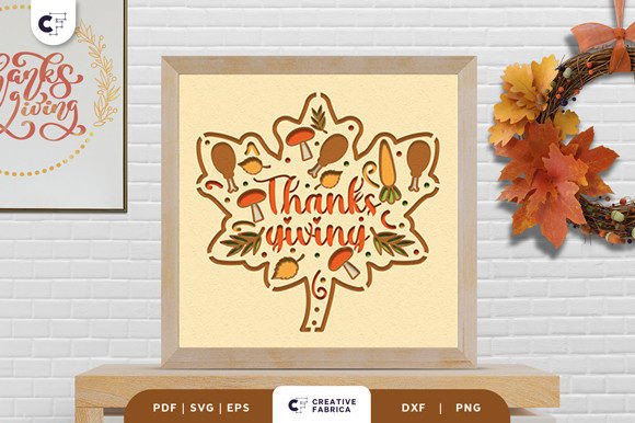 3D SVG Thanksgiving Food Shadow Box