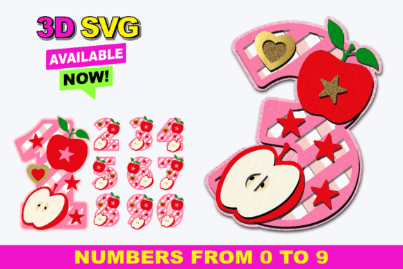 Apple Numbers 3D SVG: Modern Shapes for Branding