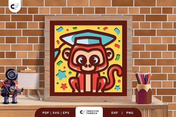 Baby Monkey 3D SVG for School Crafts