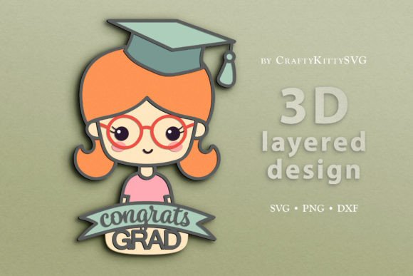 Congrats Grad 3D SVG for Laser Cutting Signs