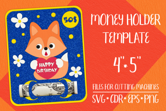 Fox Birthday Card Money Holder: 3D SVG for Shadow Boxes