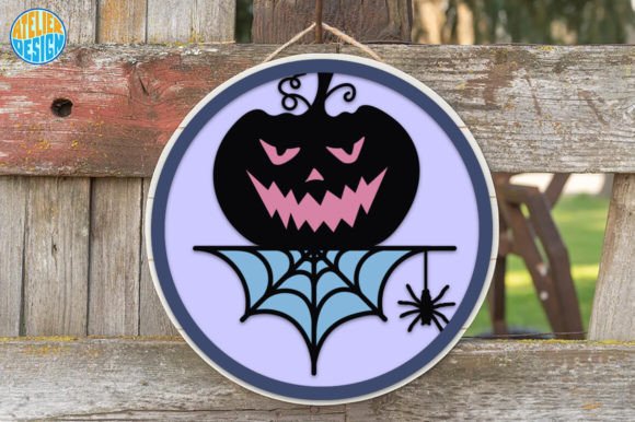 Halloween Spider Round Sign 3d Svg for Laser Cutting Autumn Halloween