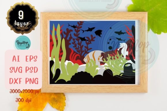 In the Sea 3D SVG for Shadow Boxes