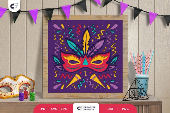 Mardi Gras Mask 3D Shadow Box SVG Review