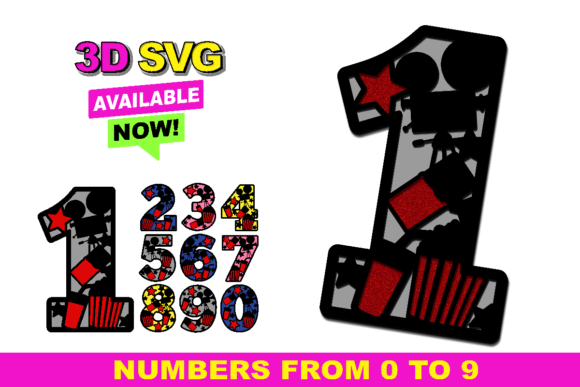 Movies Numbers 3D SVG for Bold Shapes