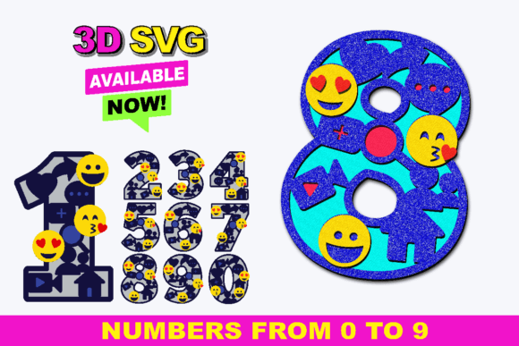 Social Network Numbers 3D SVG & Shapes