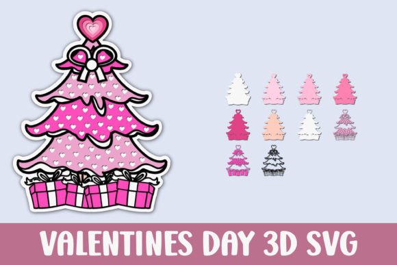 Valentine's Day Tree 3D SVG for Laser Cutting